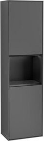 V&B Finion Hochschrank mit LED-Beleuchtung und Glastüren in Anthrazit, B/T/H: 41,8 x 15,0 x 151,6 cm - Bild 1