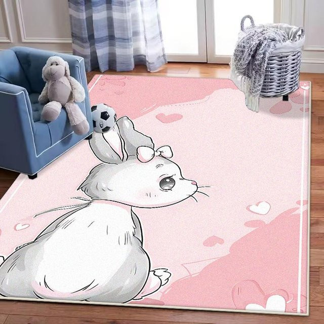 Karpetti Kinderteppich mit Tier-Motiv in Pink, Waschbare Krabbelmatte für Kinderzimmer und Wohnzimmer, B/T: 80 x 120 cm - Bild 1