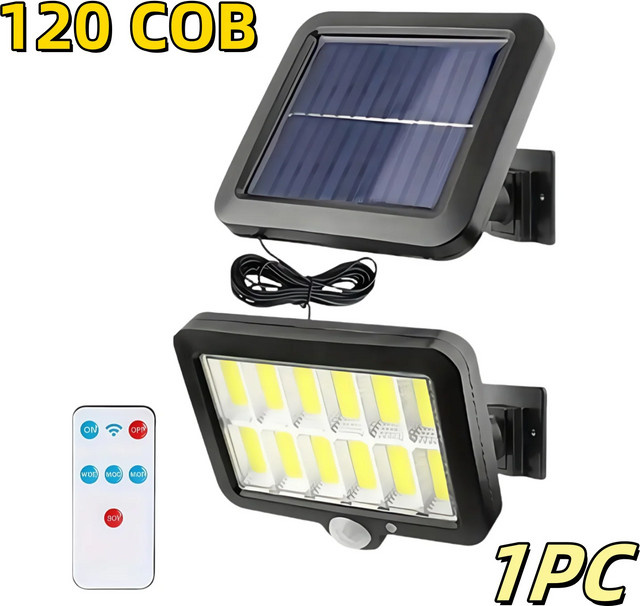 ledcbet Solar-Straßenlaterne mit 120 COB LED und Bewegungsmelder, wasserdichte Solar-Gartenlampe für den Außenbereich in 3 Modi - Bild 1