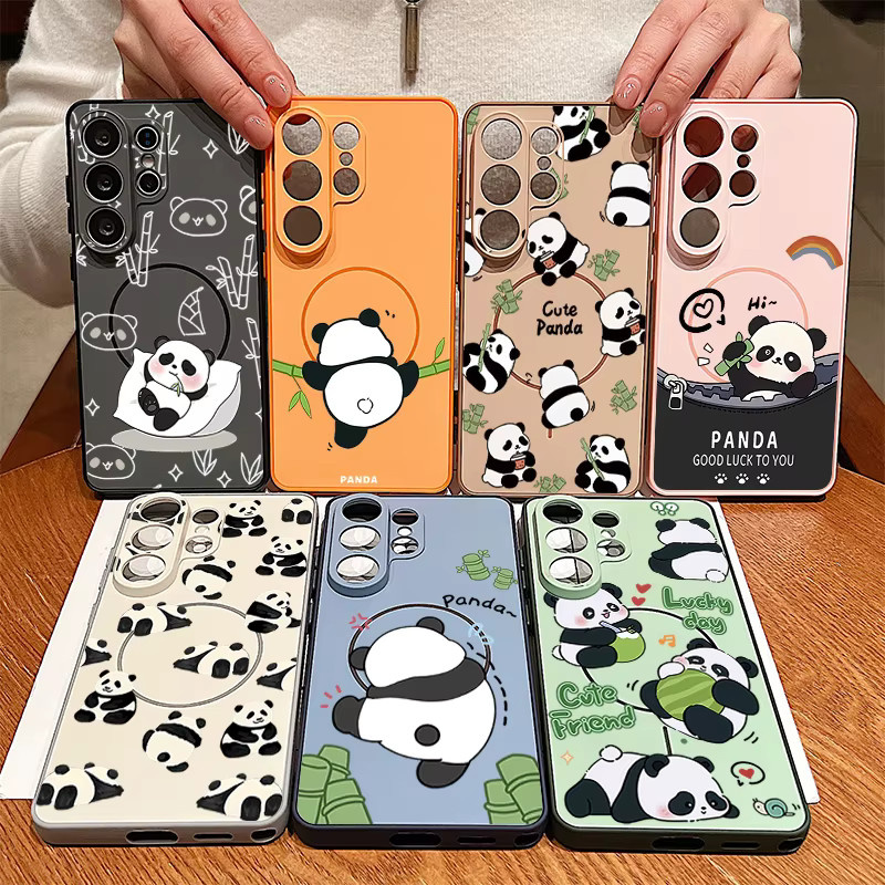 Magnetische Handyhülle mit Panda-Muster für Samsung Galaxy S26 S25 S24 S23 S25 Ultra S24 FE A56 A37 A17 A55 A36 A16 A15 5G in Schwarz - Bild 5