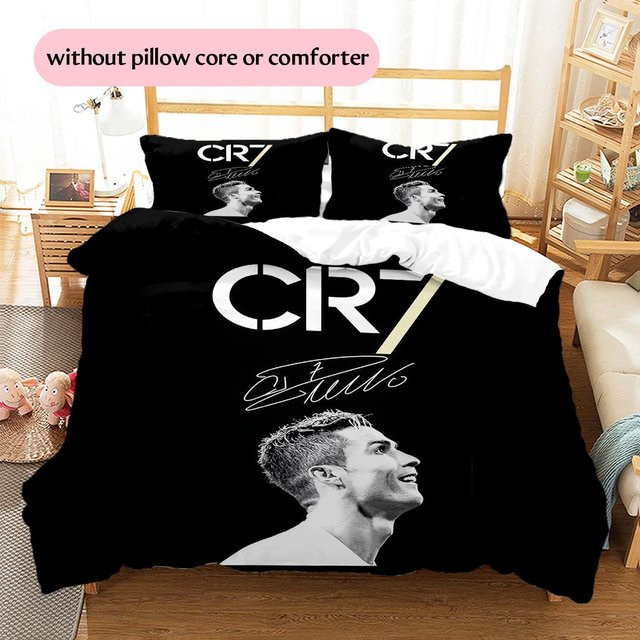HAPPYDAYSET Bettwäsche Cristiano Ronaldo Muster in Schwarz, Set bestehend aus 1 Bettbezug und 2 Kissenbezügen, B/H: 140 x 200 cm - Bild 1