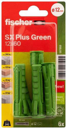 Fischer SX Plus Spreizdübel für Beton, Farbe: Grün, Länge: 60 mm, Durchmesser: 12 mm, 6 Stück - Bild 1