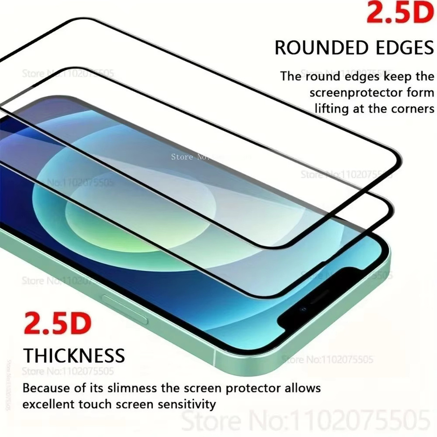2-in-1 Schutzset für iPhone mit HD-gehärtetem Glas mit schwarzem Rand und Objektivschutz, Transparent/Schwarz - Bild 3