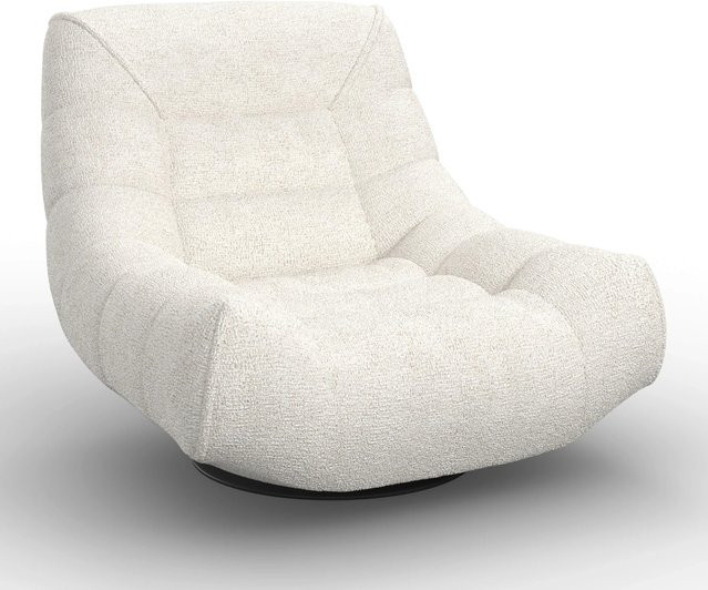 Bessagi Home Sessel Lorena Bouclé Hellgrau mit 360 Grad Drehsitz und Armlehnen - Bild 1