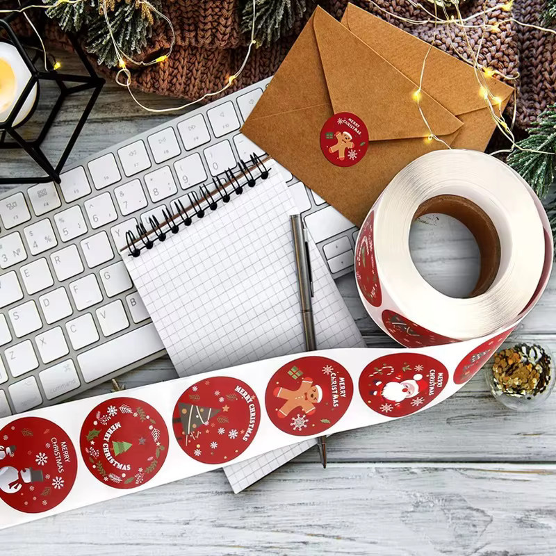 Frohe Weihnachten Aufkleber in Rot aus Papier für deine Verpackungsetiketten - Bild 3