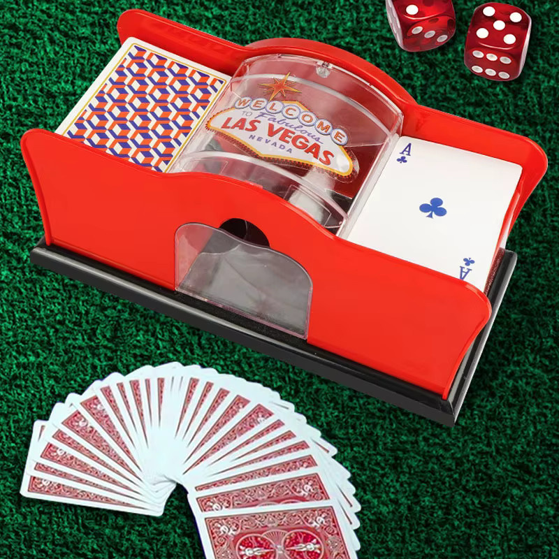 Manueller Kartenmischer 2-Deck, mit Handkurbel, Schwarz, Rot - Bild 5