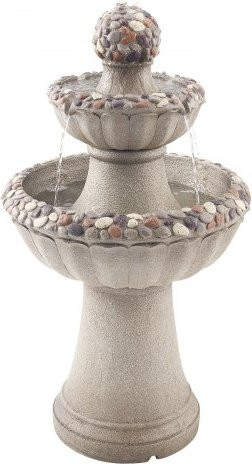 VEVOR Gartenbrunnen moderner 2-stufiger Wasserfall aus Fiberglas und Harz in Grau und Beige, Höhe: 92,7 cm - Bild 1