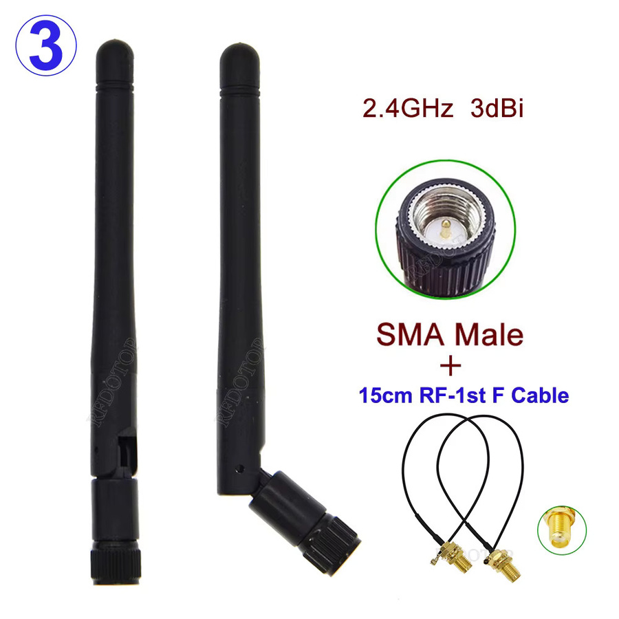 RFDOTOP 50er Set 2,4 GHz WiFi Antennen mit 3dBi Verstärkung in Schwarz mit SMA oder RP-SMA Stecker für Wireless Router - Bild 3