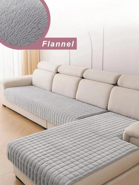 Yiran Furniture L-förmige Eck-Sofahülle aus Flanell und Plüsch, universell für das Wohnzimmer, B/T: 90 x 90 cm - Bild 1