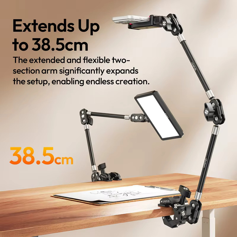 Ulanzi CO78 Magic Arm Kit in Schwarz mit 3-Klauen-Superklemme, 2-teiligem Magic Arm und Handyhalterung für die Fotografie - Bild 2