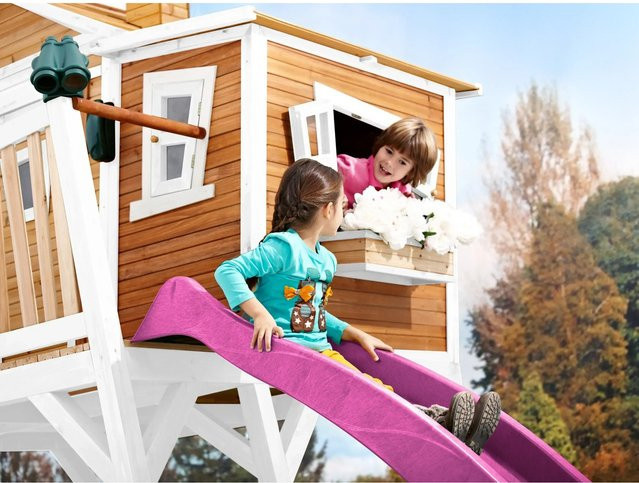 Axi Spielhaus Braun Weiß Lila mit Rutsche - Bild 1