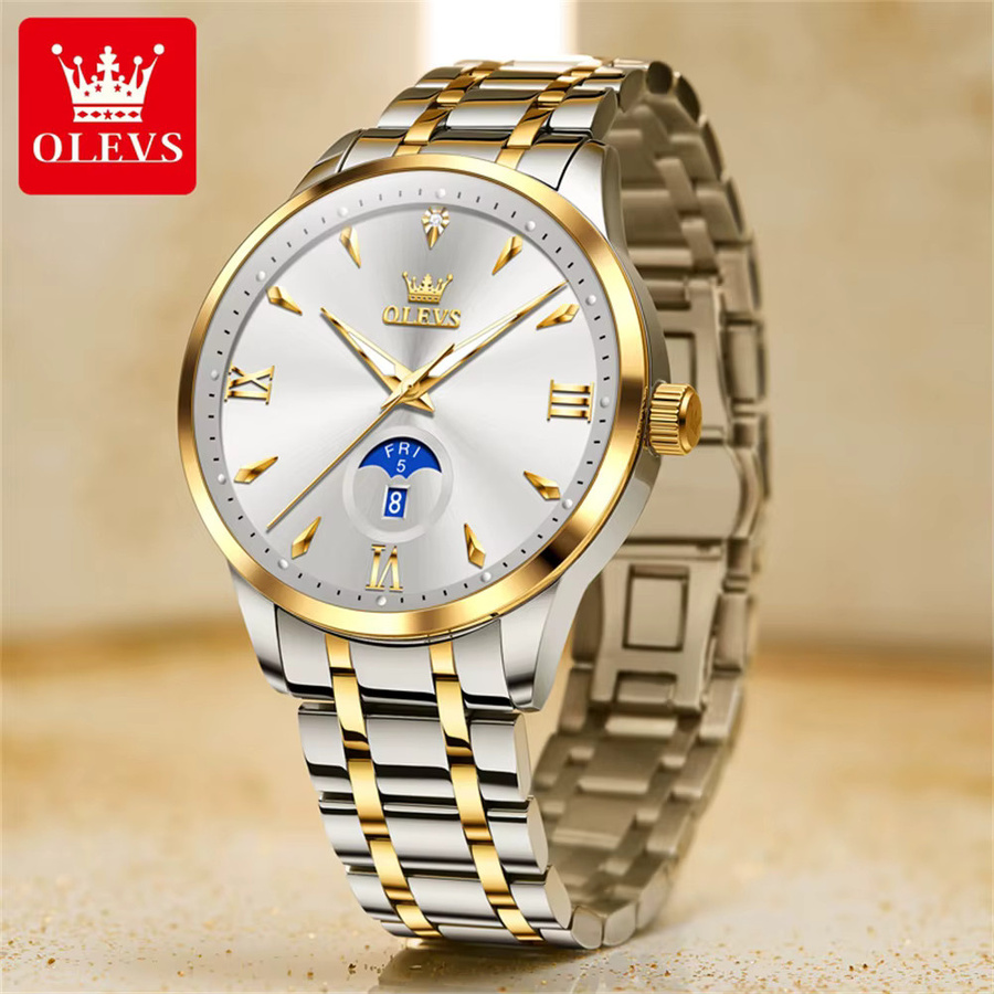 OLEVS Armbanduhr Quarz, Edelstahl, Bicolor, Herren - Bild 3