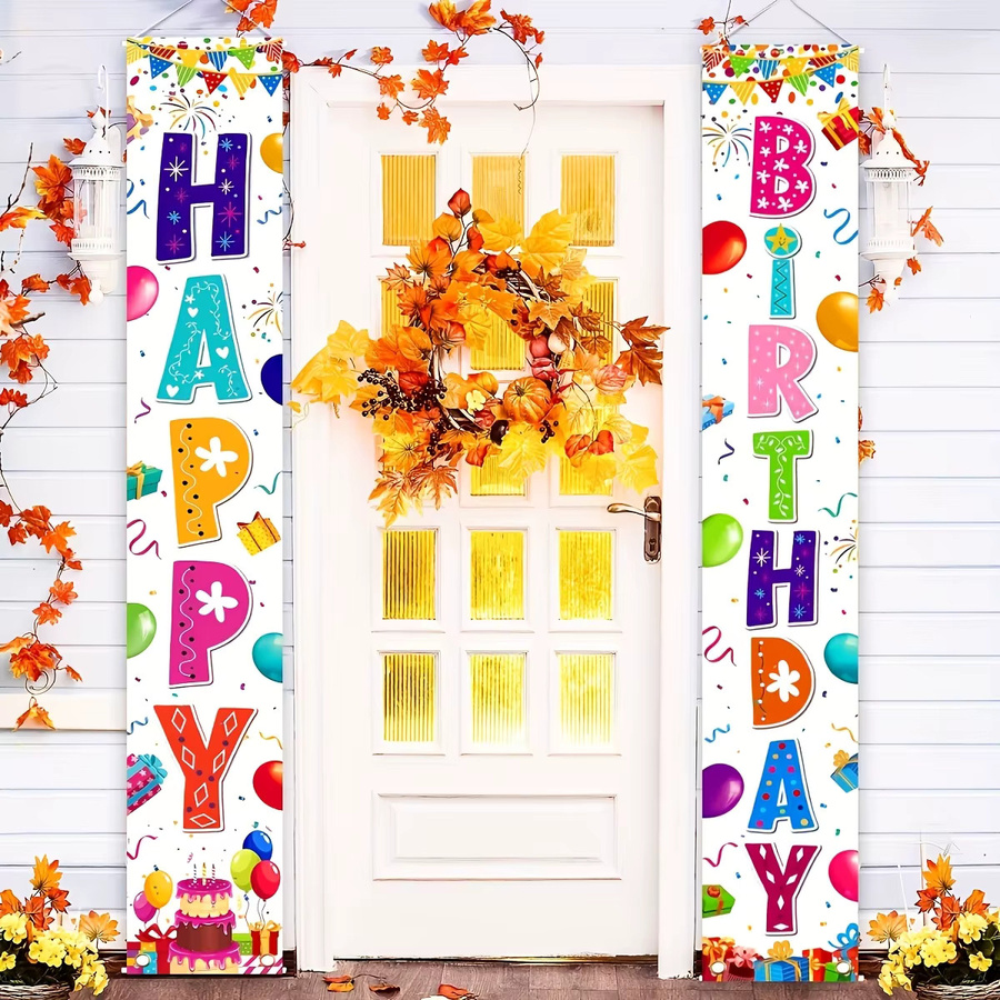 VIKAMA Bunte Geburtstags-Happy-Paar-Beschilderung als hängende Partydekoration für Innen und Außen, Mehrfarbig, B/H: 180 x 30 cm - Bild 2
