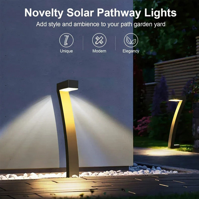 LINYILIGHT Solarbetriebene LED Außenbeleuchtung in Schwarz mit warmweißem Licht für Garten, Terrasse und Gehweg - Bild 1