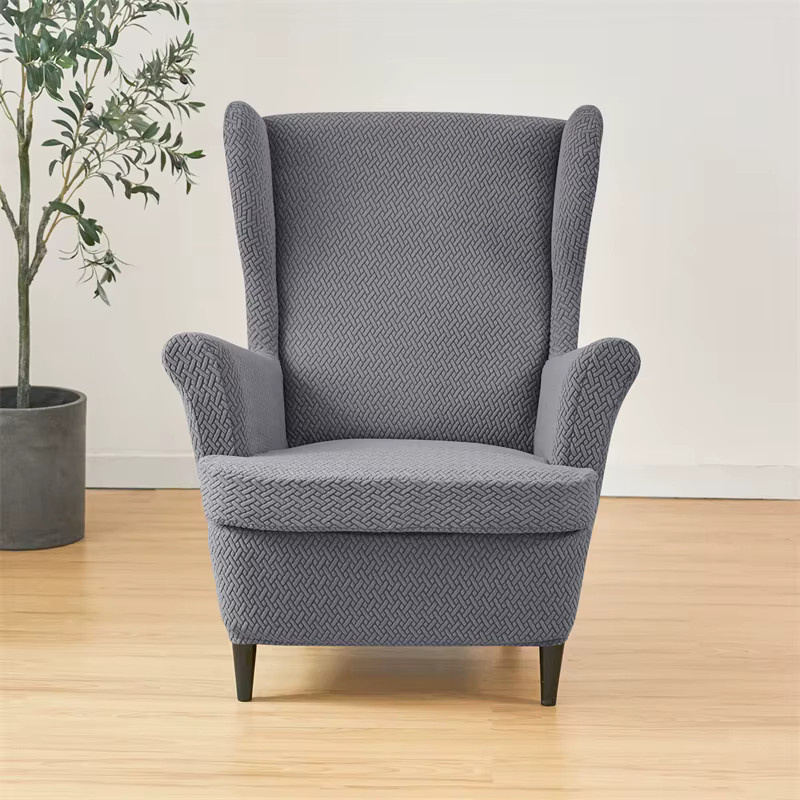 WANERQU Jacquard-Sesselbezug im skandinavischen Design für Flügelstühle, grau, schmutzabweisend und dehnbar - Bild 5