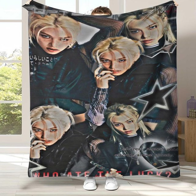 Felix Kpop Stray Kids Flanelldecke von YunhengTechnology, ultraweiche Plüschdecke in Multicolour, B/B/L: 75 x 90 cm - Bild 1