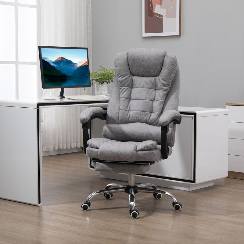 Vinsetto Ergonomischer Bürostuhl Grau mit Vibrationsmassage, Wärmefunktion, Liegefunktion und Fußstütze - Bild 2