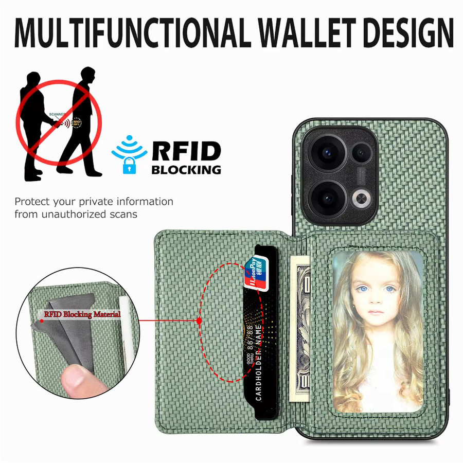 Lederhülle mit RFID-Schutz und 360 Grad Schutz für OPPO Reno 12 FS 13 14 15 16 5G in Blau und Grün - Bild 2