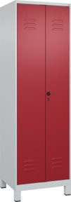 C+P Wäsche-Spind Classic PLUS mit 2 Abteilen, grau-rot, Stahl, mit Sicherheits-Drehriegel und Soft-Anschlag, H x B x T: 195 x 60 x 50 cm - Bild 1