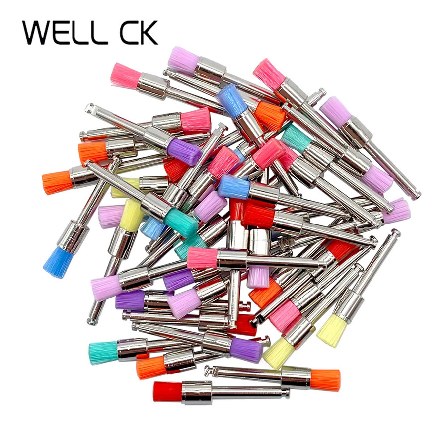 Flex-Well Prophylaxe-Bürsten, Weiß, 100 Stück, Nylon-Polierbürsten mit RA-Schaft - Bild 1