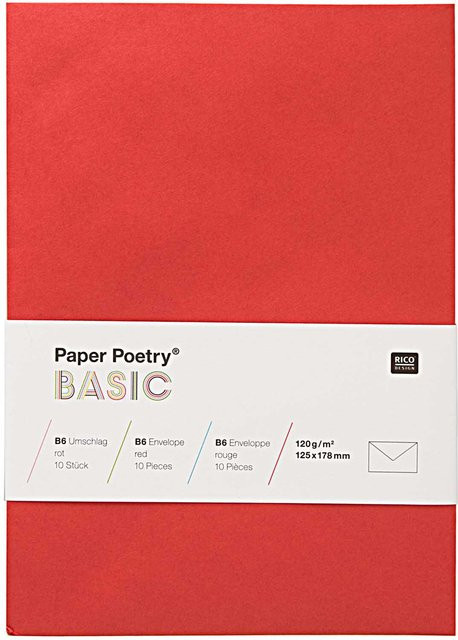 Rico Design Paper Poetry Kuvert Basic B6, 10 Stück, Rot - Bild 1