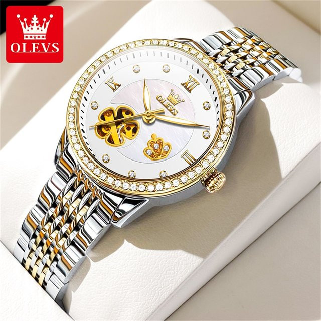 OLEVS Armbanduhr Automatik, Edelstahl, Diamant, Damen - Bild 1
