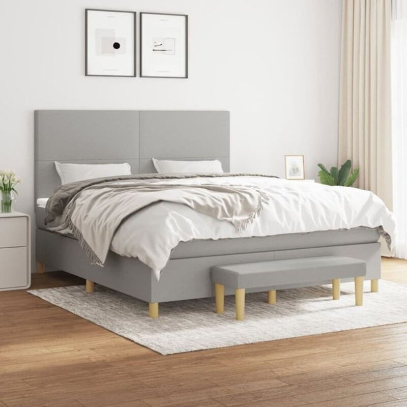 Vidaxl Boxspringbett mit Matratze in Grau aus Stoff und Holzwerkstoff B/T: 160 x 200 cm - Bild 1