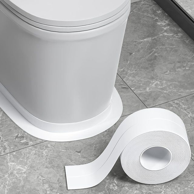 2-Rollen-PVC-Dichtungsband für Badezimmer und Küche, selbstklebendes wasserdichtes und schimmelfestes Dichtungsband in Weiß - Bild 1