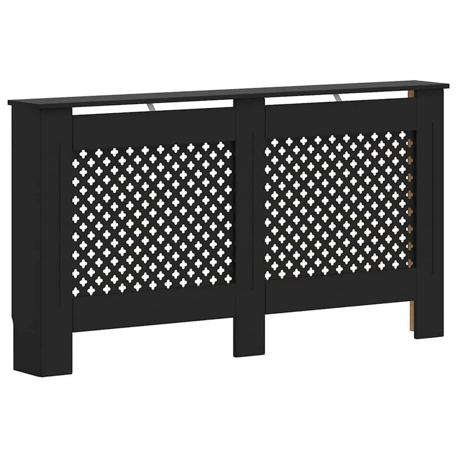 vidaXL Heizkörperverkleidung aus MDF in Schwarz mit modernem Latten-Design und Wabenmuster, B/T/H: 152 x 19 x 81,5 cm - Bild 2