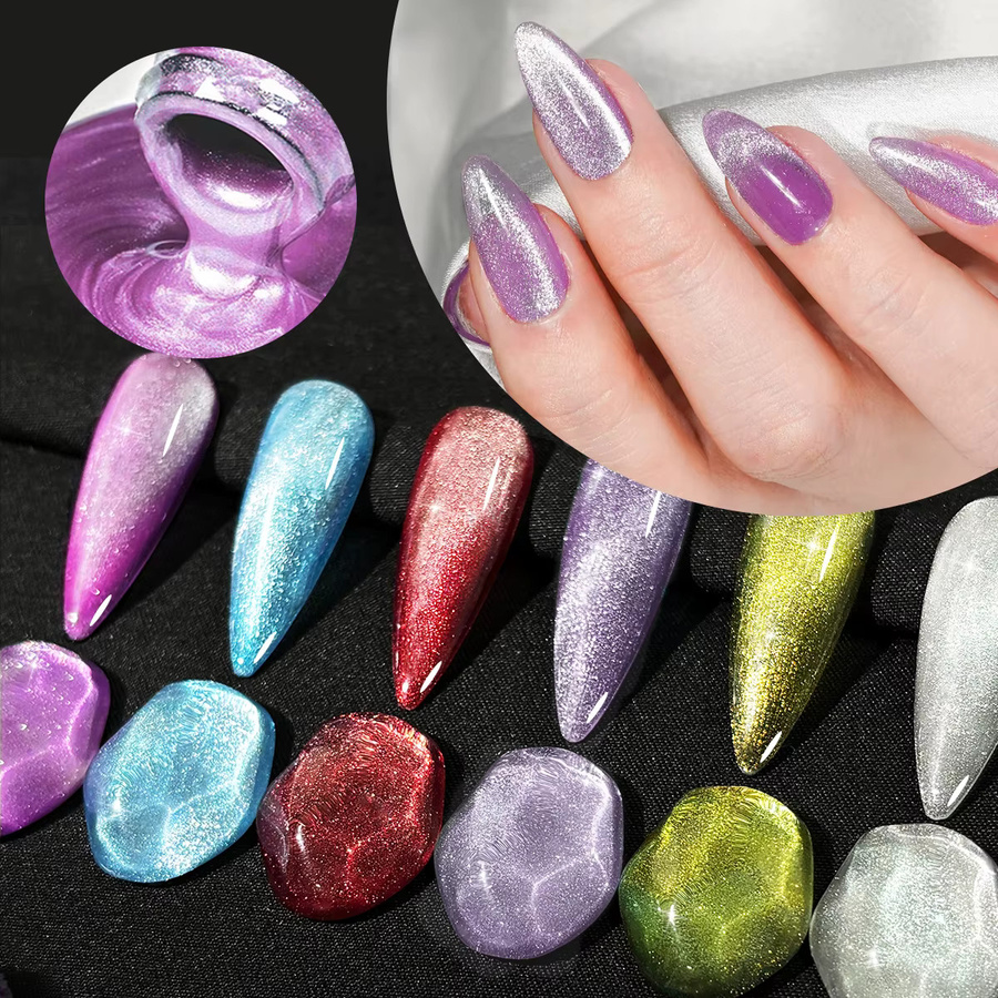 Faandin Katzenaugen-Gel-Nagellack Set, schimmernd, 12 Teile - Bild 2