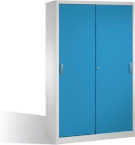 C+P Werkzeugschrank mit Schiebetüren und 4 Innenböden aus Stahl, Farbe: Front Lichtblau, Korpus Lichtgrau, H x B x T: 195 x 120 x 50 cm - Bild 1