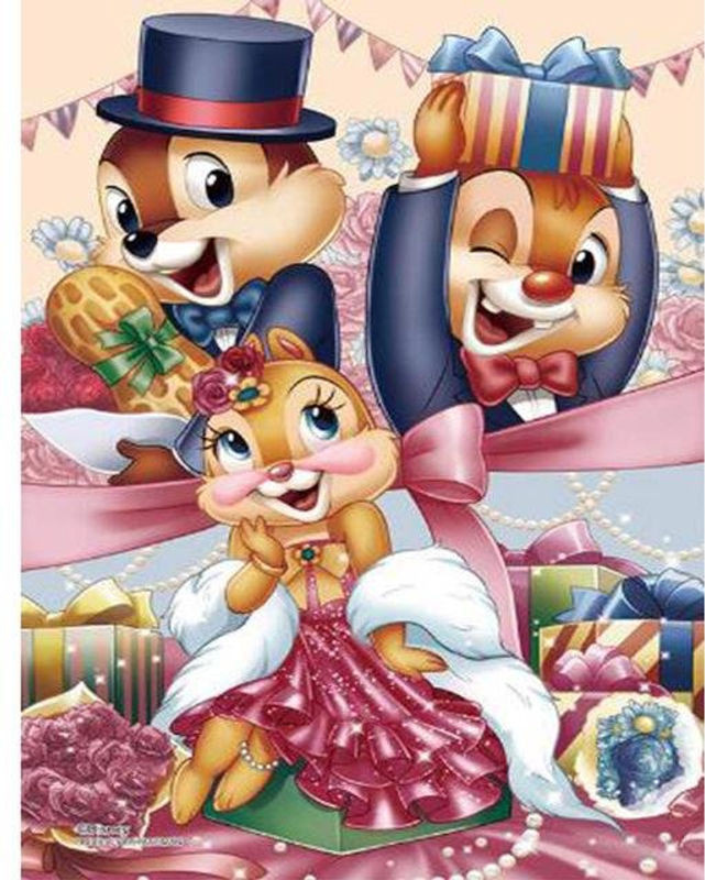FIYO Diamond Painting Set Cartoon-Eichhörnchen zum Selbermachen, mehrfarbiges Tier-Motiv als Kreuzstich-Dekoration, B: 30 cm, H: 20 cm - Bild 1