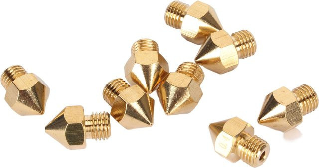 10 Stück DIYelecs MK8 Messingdüsen 0,4 mm für FDM 3D-Drucker CR 10 Pro Extruder-Spitzen in Beige/Gold - Bild 1