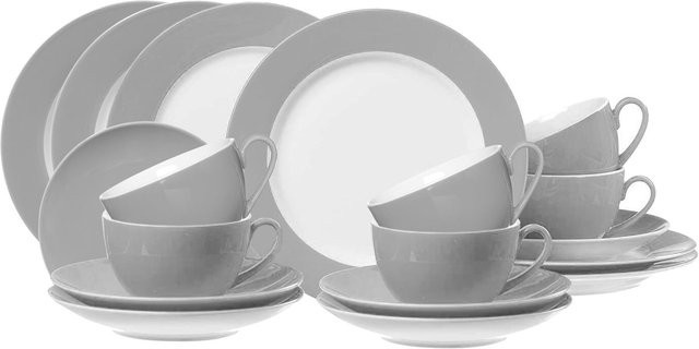 Ritzenhoff & Breker Kaffeeservice Doppio aus Porzellan, 18er Set, Grau und Weiß - Bild 1
