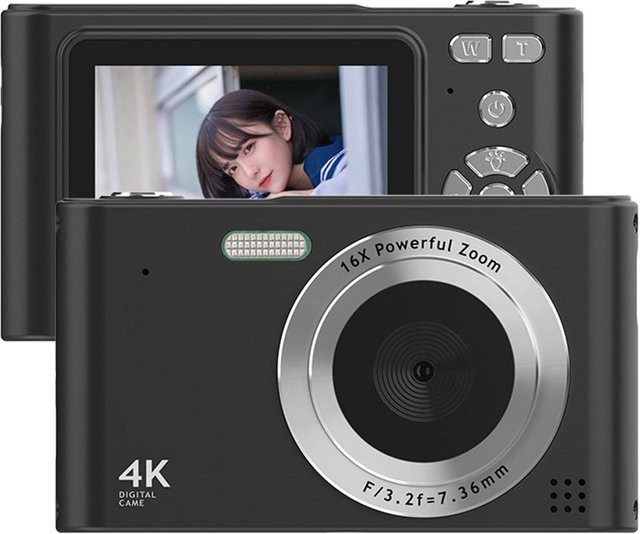 Honor Electronics 4K Digitalkamera Camcorder mit 48MP, 2,4 Zoll Bildschirm, 16X Digitalzoom und Anti-Shake in Schwarz - Bild 1