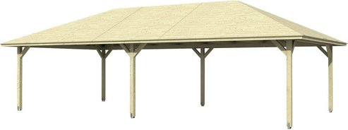 Skan Holz Pavillon Orleans 4 aus unbehandeltem Fichtenholz in Beige, B/T/H: 489 x 966 x 489 cm - Bild 3