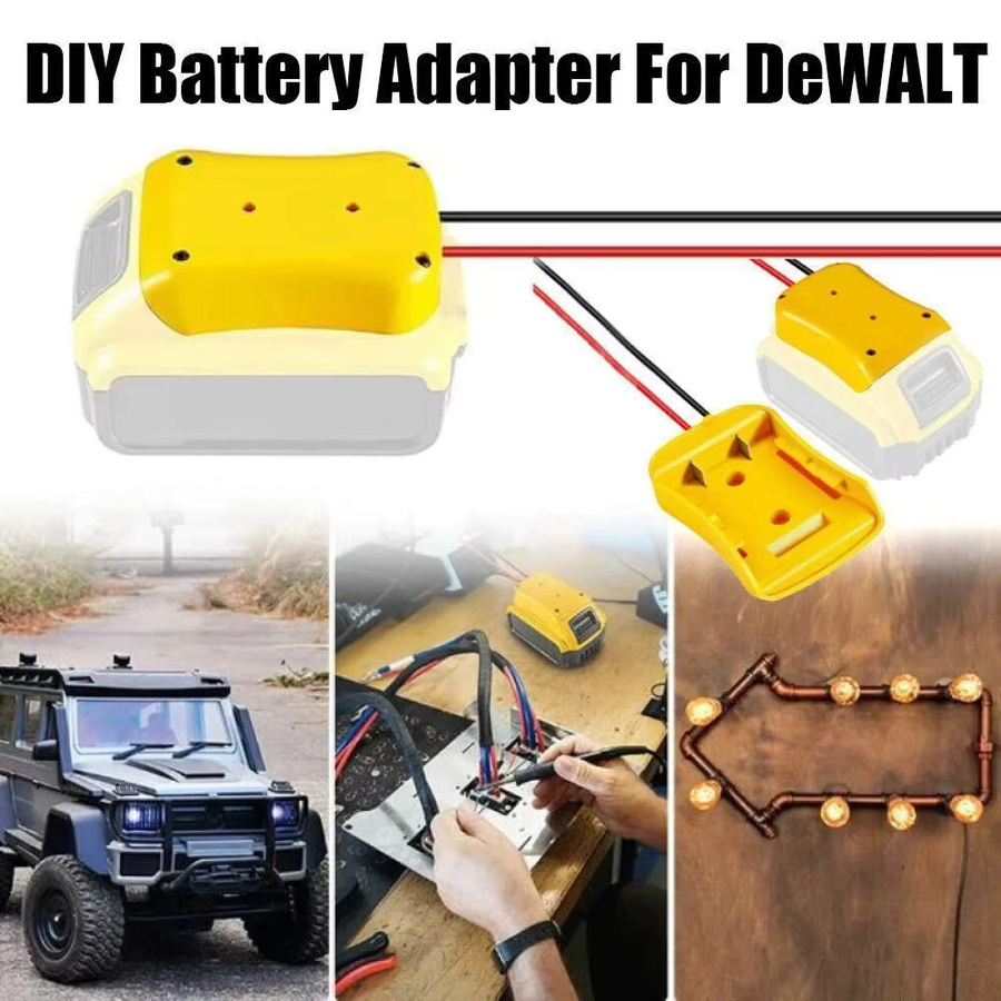 DeWalt Batterie-Adapter-Konverter für 14,4 V, 18 V und 20 V Li-Ion-Akkus mit Sicherungsstecker in Gelb - Bild 2