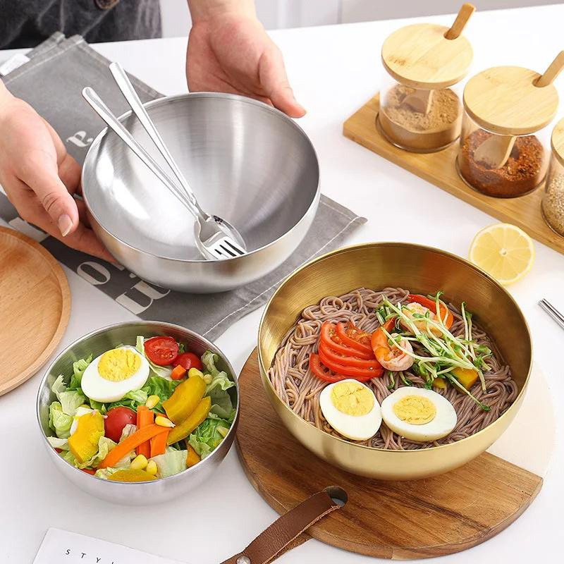 Edelstahl Obstsalatschüsseln in Silber für Suppen, Reisnudeln und Lebensmittel, Durchmesser: 15 cm, 20 cm und 25 cm - Bild 1
