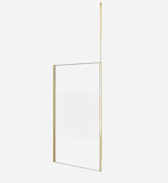 Duschparadies Walk In Duschabtrennung mit Goldrahmen, Glas satiniert mit Streifen, B/T/H: 80 x 200 cm, 8mm Nano Glas mit Easy Clean Coating - Bild 1