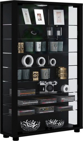 VCM Standvitrine Lumo Mini in Schwarz mit LED-Beleuchtung und Glastüren, B/H: 59 x 90 cm