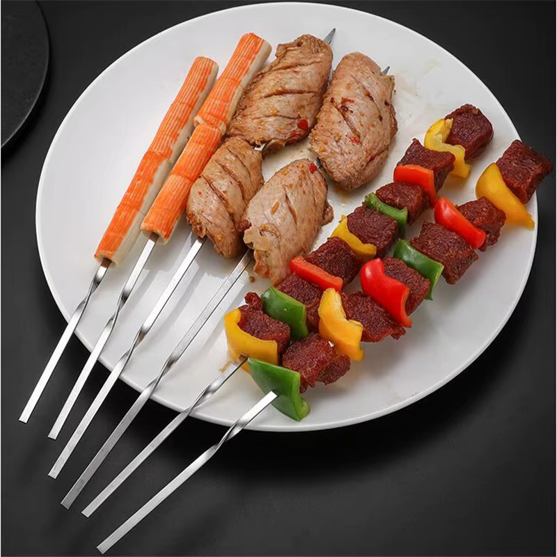 Halojaju Edelstahl Grillspieße Set, Silber, Runde BBQ Kebab Spieße für Camping und Picknick - Bild 3