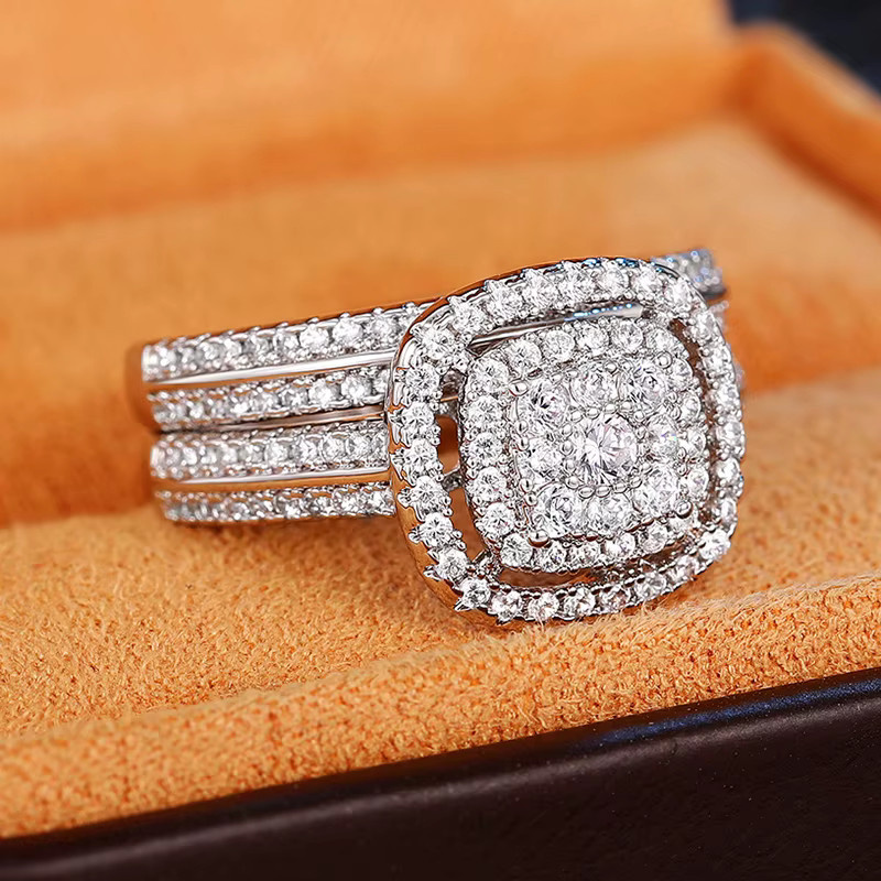 Huitan Classic Eheringe, Silber, Zirkonia, Damen - Bild 2