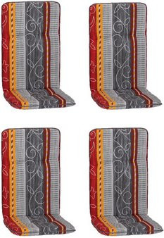 Beo Sitzauflage Elmira Niedriglehner 4er-Set, grau rot gelb Ranke, B: 96 cm, T: 47 cm - Bild 3