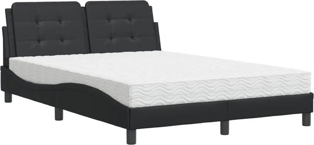 vidaXL Bettgestell Zadar in Schwarz aus Kunstleder und Kiefernholz, B/T/H: 140 x 190 x 145 cm - Bild 1