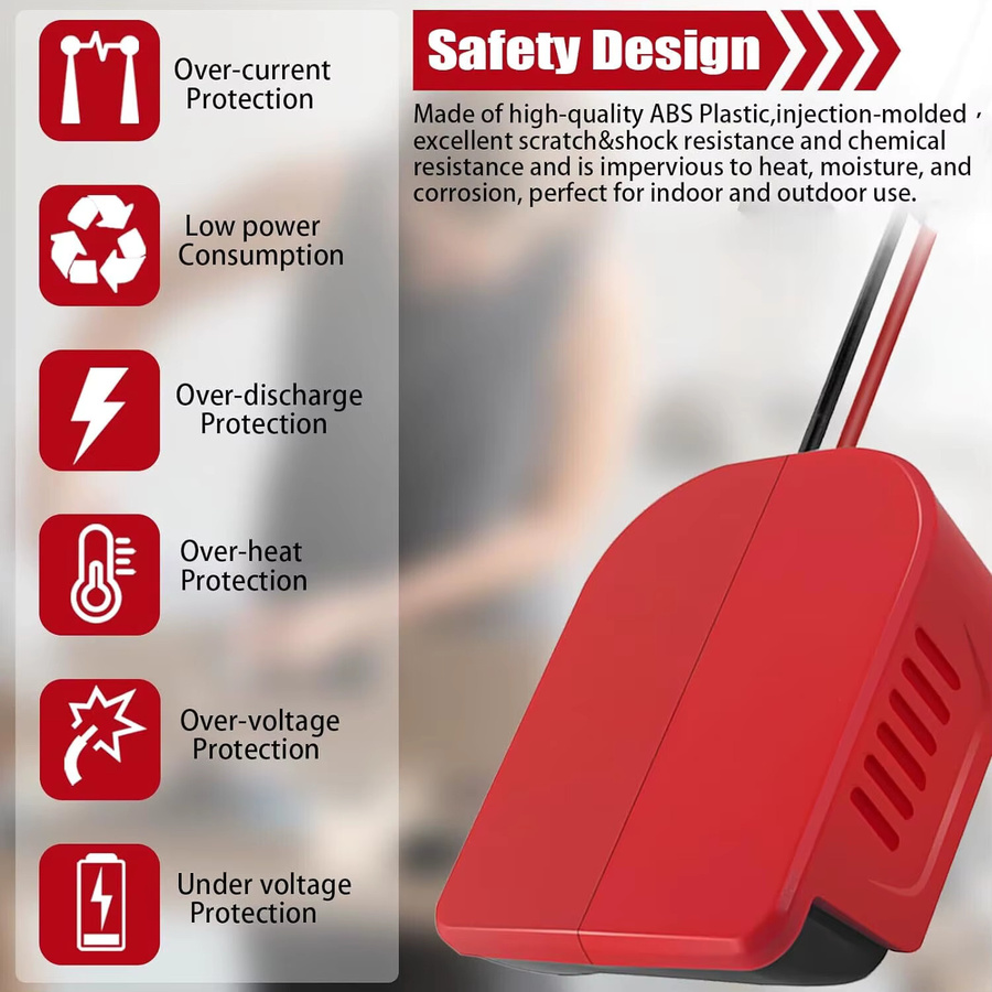 XMSJ Power-Wheel-Adapter für e-inhell 18V mit 40A Sicherungsdraht, kompatibel mit Peg-Perego 12-Volt-Akku für Kinderfahrzeuge in Blau oder Rot - Bild 4