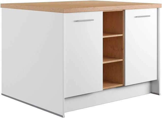Kücheninsel Impuls Küchen IBZ4123I2 in Weiß mit modernem Design und Soft-Close-Türen, Breite: 123,4 cm - Bild 1