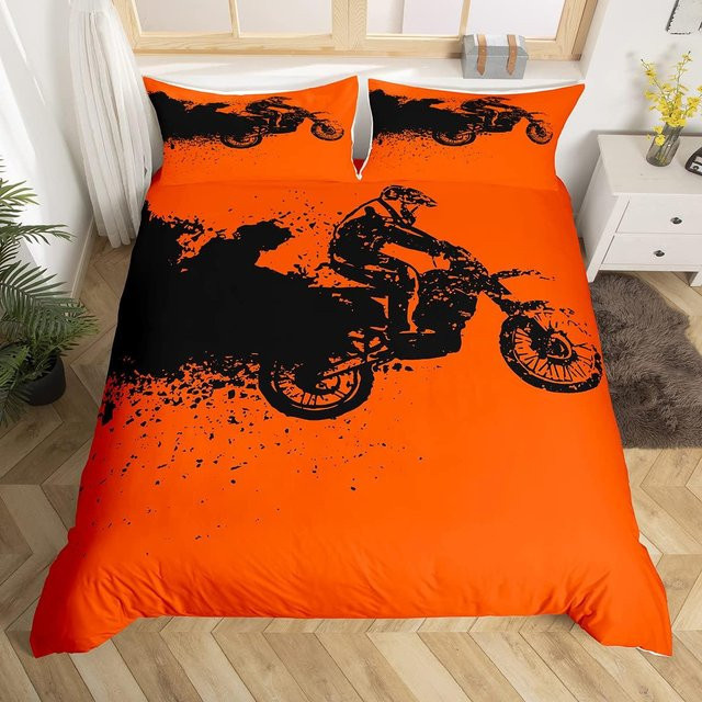 Binchi Outdoor Product Bettwäscheset Dirtbike Motocross in Orange, B/H: 240 x 220 cm - Bild 1