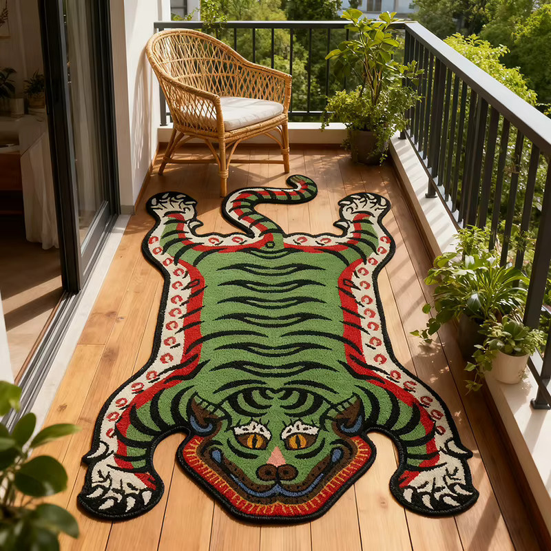 VIKAMA Teppich mit Tigermuster in Multicolour, rutschfest und warm für Wohnzimmer, Schlafzimmer oder Flur, B: 130 cm, T: 80 cm - Bild 2