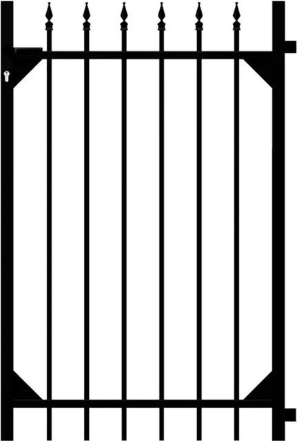 Metallzaun Einzeltor Chaussee in Schwarz Matt aus Aluminium, Breite: 120 cm, Höhe: 96,5 cm - Bild 1