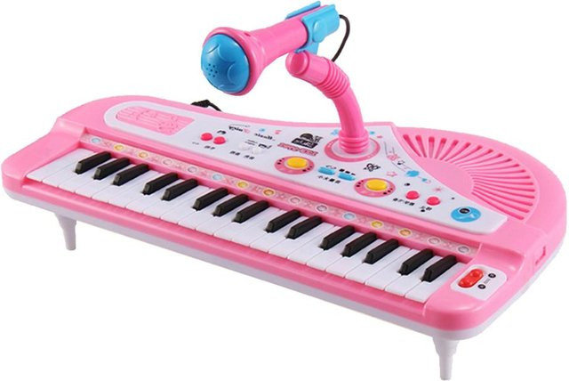 TOMTOP JMS Musikklavier, Elektronisches Klavier, 37 Tasten, mit Mikrofon, Rosa - Bild 1
